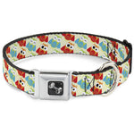 Dog Bone Seatbelt Buckle Collar - Owl Eyes Yellow/Reds/Blues
