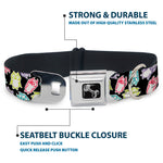 Dog Bone Seatbelt Buckle Collar - Owl Sketch Black/White/Multi Color