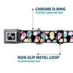 Dog Bone Seatbelt Buckle Collar - Owl Sketch Black/White/Multi Color