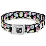 Dog Bone Seatbelt Buckle Collar - Owl Sketch Black/White/Multi Color