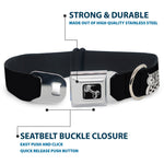 Dog Bone Seatbelt Buckle Collar - Owls Black/White1