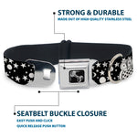 Dog Bone Black/Silver Seatbelt Buckle Collar - Owls Black/White2