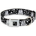 Load image into Gallery viewer, Dog Bone Black/Silver Seatbelt Buckle Collar - Owls Black/White2