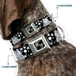 Dog Bone Seatbelt Buckle Collar - Owls Black/White3