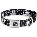 Dog Bone Seatbelt Buckle Collar - Owls Black/White3