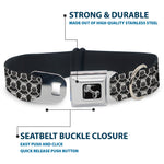 Dog Bone Seatbelt Buckle Collar - Owls Monogram Black/White