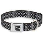 Dog Bone Seatbelt Buckle Collar - Owls Monogram Black/White
