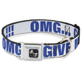 Load image into Gallery viewer, Dog Bone Seatbelt Buckle Collar - OMG…GIVE ME A BREAK!!! White/Royal
