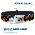 Dog Bone Seatbelt Buckle Collar - Owls Scattered Black/Brown/Yellow
