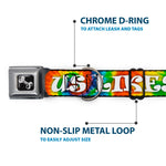 Buckle-Down Seatbelt Buckle Dog Collar - ONE OF US LIKES GRASS/Tie Dye Multi Color/White