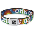 Load image into Gallery viewer, Buckle-Down Seatbelt Buckle Dog Collar - ONE OF US LIKES GRASS/Tie Dye Multi Color/White
