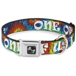 Buckle-Down Seatbelt Buckle Dog Collar - ONE OF US LIKES GRASS/Tie Dye Multi Color/White