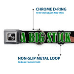 Buckle-Down Seatbelt Buckle Dog Collar - ONE OF US LIKES BIG STICKS/Sticks Black/Brown/Green