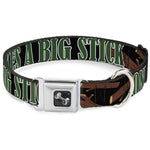 Buckle-Down Seatbelt Buckle Dog Collar - ONE OF US LIKES BIG STICKS/Sticks Black/Brown/Green