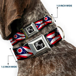 Dog Bone Seatbelt Buckle Collar - Ohio Flags Stacked