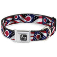 Load image into Gallery viewer, Dog Bone Seatbelt Buckle Collar - Ohio Flags Stacked