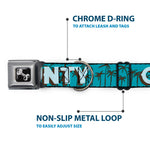 Dog Bone Seatbelt Buckle Collar - ORANGE COUNTY/Palm Trees Blue/Brown/Light Blue