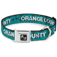 Load image into Gallery viewer, Dog Bone Seatbelt Buckle Collar - ORANGE COUNTY/Palm Trees Blue/Brown/Light Blue