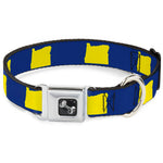 Dog Bone Seatbelt Buckle Collar - Oregon State Silhouette Blue/Yellow