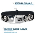 Load image into Gallery viewer, Dog Bone Seatbelt Buckle Collar - ONLY GOD CAN JUDGE ME Bold Black/White