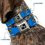 Dog Bone Black/Silver Seatbelt Buckle Collar - Oklahoma State Flag Sky Blue/White