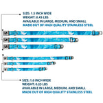 Dog Bone Black/Silver Seatbelt Buckle Collar - Ocean Vivid White Wash