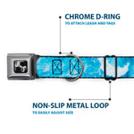 Dog Bone Black/Silver Seatbelt Buckle Collar - Ocean Vivid White Wash