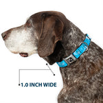 Dog Bone Black/Silver Seatbelt Buckle Collar - Ocean Vivid White Wash