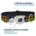 Load image into Gallery viewer, Dog Bone Seatbelt Buckle Collar - Plaid Black/Multi Neon