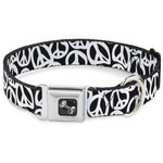 Dog Bone Seatbelt Buckle Collar - Peace Black/White