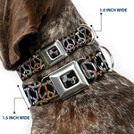 Dog Bone Seatbelt Buckle Collar - Peace Black/Animal Prints