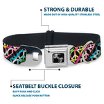 Dog Bone Seatbelt Buckle Collar - Peace Black/Multi Stripes