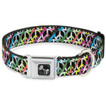 Dog Bone Seatbelt Buckle Collar - Peace Black/Multi Stripes