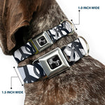 Dog Bone Seatbelt Buckle Collar - Peace Dots White/Black