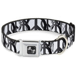 Dog Bone Seatbelt Buckle Collar - Peace Dots White/Black