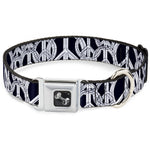 Dog Bone Seatbelt Buckle Collar - Peace Sketch Black/White