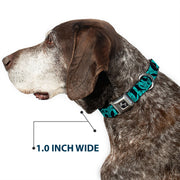 Dog Bone Seatbelt Buckle Collar - Peace Sketch Black/Baby Blue