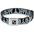 Load image into Gallery viewer, Dog Bone Seatbelt Buckle Collar - Peace Sketch Black/Baby Blue