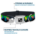 Load image into Gallery viewer, Dog Bone Seatbelt Buckle Collar - Paint Drips Black/Multi Neon