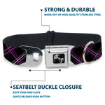 Dog Bone Seatbelt Buckle Collar - Plaid Black/Purple/Gray