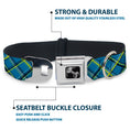 Load image into Gallery viewer, Dog Bone Seatbelt Buckle Collar - Plaid Turquoise/Yellow/Black/Gray