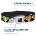 Load image into Gallery viewer, Dog Bone Seatbelt Buckle Collar - Peace Hearts Repeat Fill Black/Rainbow