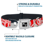 Dog Bone Seatbelt Buckle Collar - Peace Sketch Red/White