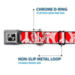 Dog Bone Seatbelt Buckle Collar - Peace Sketch Red/White