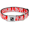 Load image into Gallery viewer, Dog Bone Seatbelt Buckle Collar - Peace Sketch Red/White