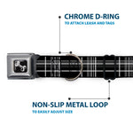 Dog Bone Seatbelt Buckle Collar - Plaid Black/Gray