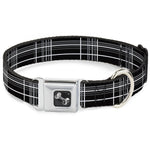 Dog Bone Seatbelt Buckle Collar - Plaid Black/Gray