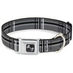 Dog Bone Seatbelt Buckle Collar - Plaid Gray/Black/White