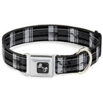Dog Bone Seatbelt Buckle Collar - Plaid Weathered Black/Gray/White