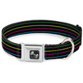 Load image into Gallery viewer, Dog Bone Seatbelt Buckle Collar - Pinstripes Black/Multi Color